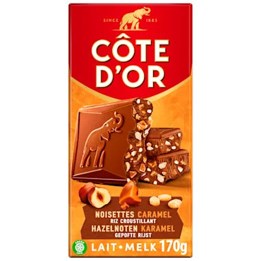 Côte D'or melkchocolade Hazelnoot & Caramel - 170 Gram